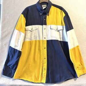 Vintage Express‎ Rider L Large Colorblock Brushpopper Button-Up Western Shirt